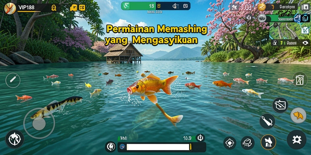 Tampilan gameplay menampilkan aksi memancing yang menarik.